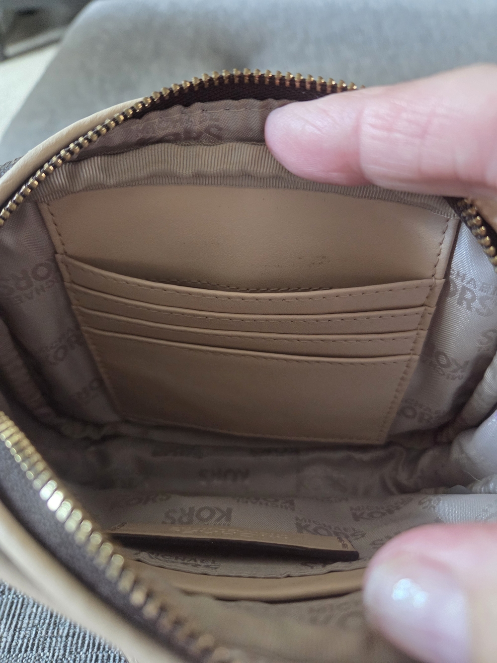 MICHAEL Michael Kors Dark Brown Monogram Camera Mini Crossbody Bag Gold Accents - Picture 9 of 11